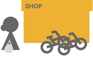 店舗利用者と自転車置き場